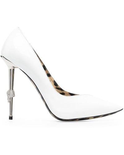 Philipp Plein Decollete 120mm Patent Court Shoes - White