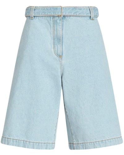 Etro Logo-embroidered Denim Bermuda Shorts - Blue