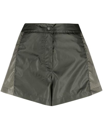 Moncler Shorts bicolore con logo goffrato - Grigio
