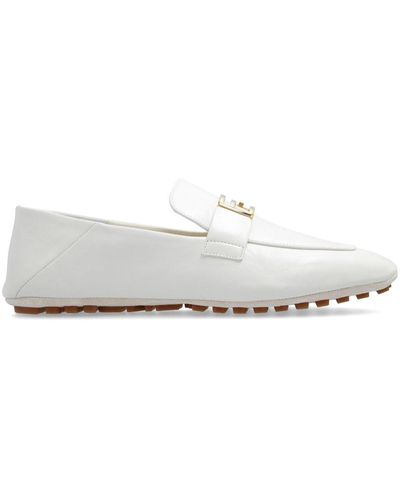 Fendi Baguette Leren Loafers Met Logoplakkaat - Wit