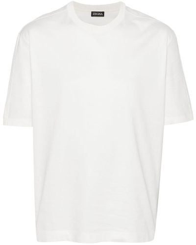 Zegna T-shirt à fentes latérales en coton - Blanc