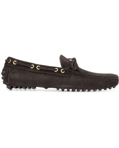 Car Shoe Laced Suede Loafers - Brown