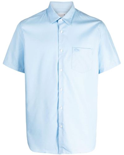 Lacoste Katoenen Overhemd Met Gespreide Kraag - Blauw