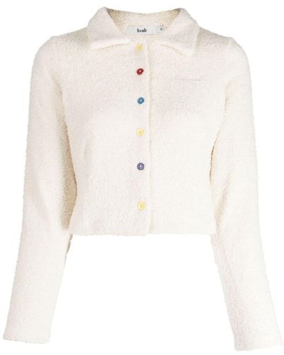 B+ AB Logo-embroidered Terry-cloth Cropped Cardigan - White