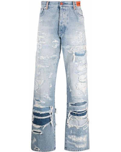 Heron Preston Jeans in Distressed-Optik - Blau