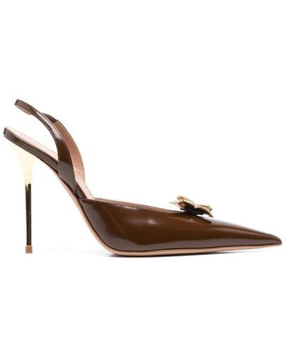 Blumarine 115mm Butterfly-appliqué Leather Court Shoes - Brown