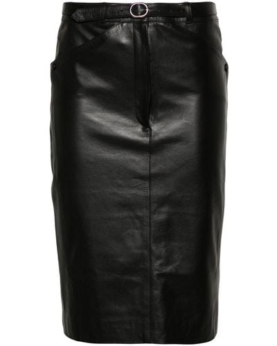 Manokhi Amra Belted Leather Skirt - Black
