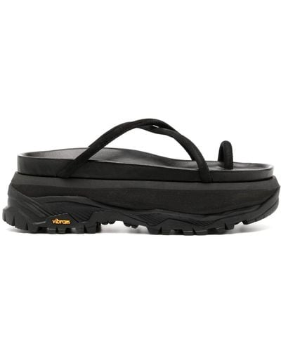 Sacai Crossover-strap Suede Platform Sandals - Black