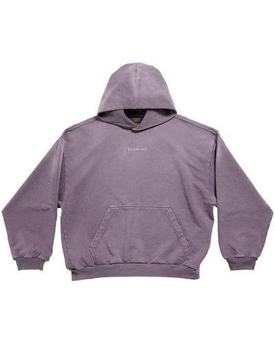 Balenciaga Logo-embroidered Cotton Hoodie - Purple