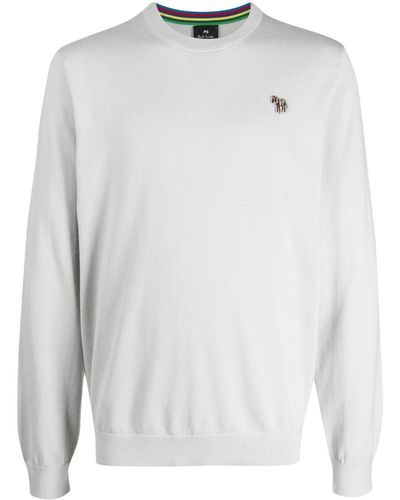 PS by Paul Smith Zebra-patch Crew-neck Jumper - White