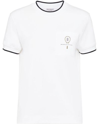 Brunello Cucinelli Camiseta bordada - Blanco