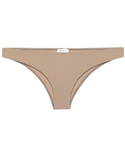 Saint Laurent Elasticated-waistband High-cut Bikini Bottoms - Natural