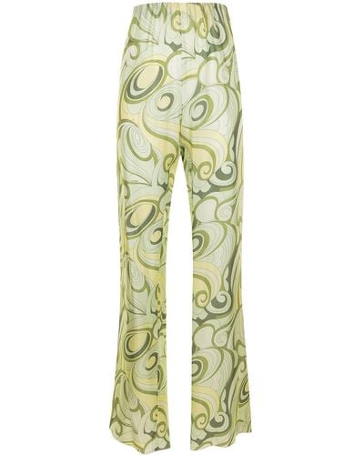 Raf Simons Hippie-print Silk Trousers - Green