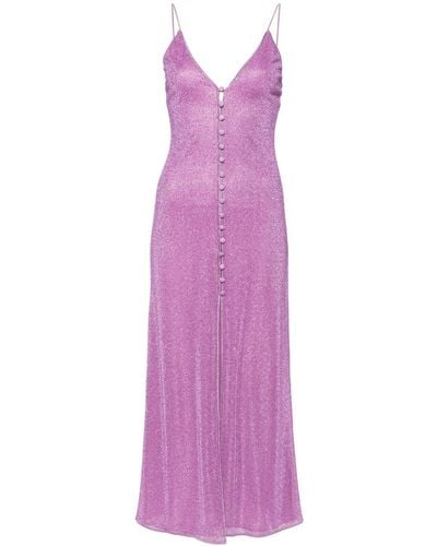 Oséree Lurex Buttoned Maxi Dress - Purple