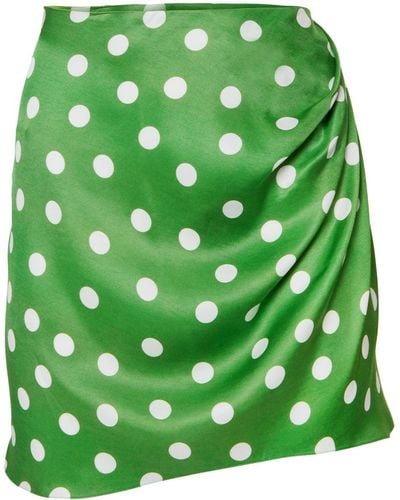 Carolina Herrera Polka-dot Print Ruched Skirt - Green