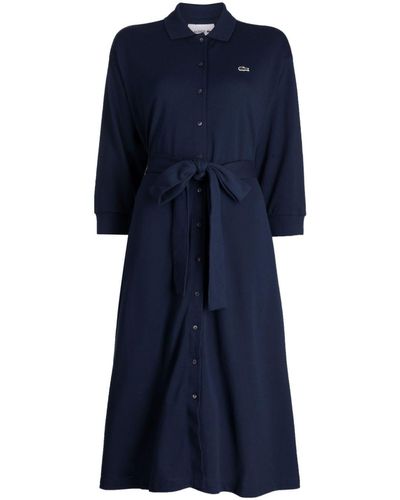 Lacoste Logo-appliqué Cotton Dress - Blue
