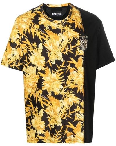 Just Cavalli T-Shirt mit Blumen-Print - Mettallic