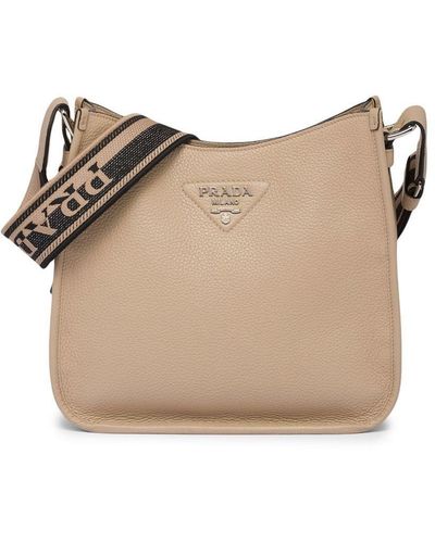 Prada Triangle-logo Hobo Shoulder Bag - Natural