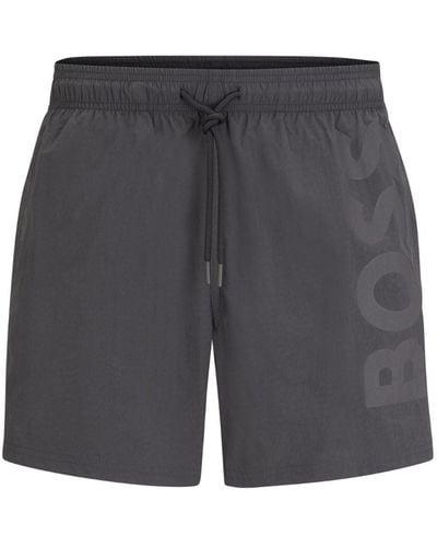 BOSS Logo-print Swim Shorts - Grey
