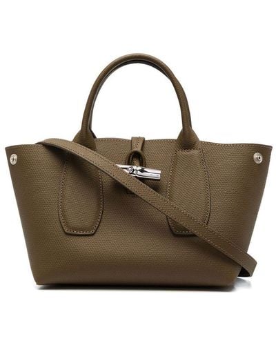 Longchamp Roseau Leather Tote Bag - Green