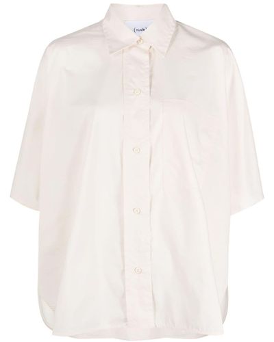Nude Short-sleeve Cotton Shirt - White