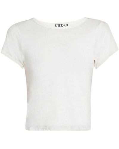 ÉTERNE Camiseta corta con cuello redondo - Blanco