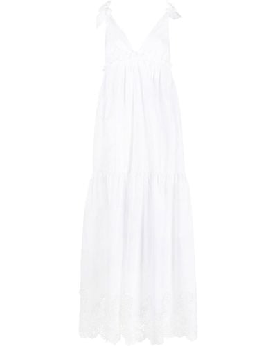 P.A.R.O.S.H. Canyox White Long Dress With Bows