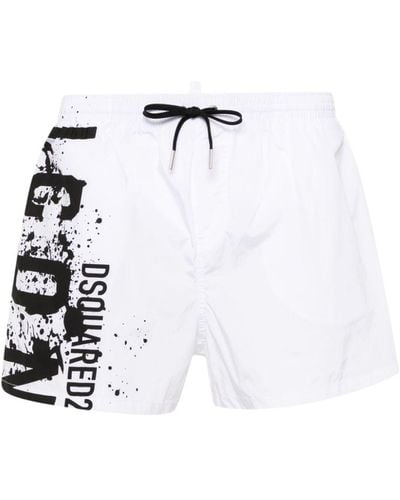 DSquared² Icon Splash Swim Shorts - White