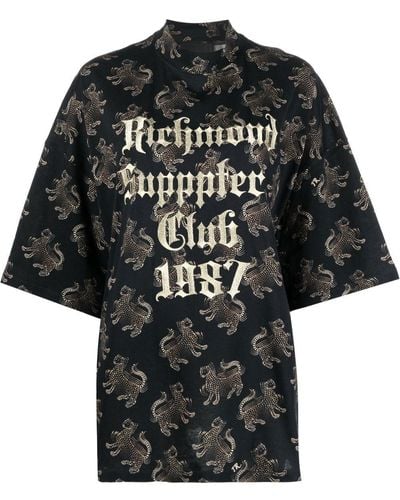 John Richmond T-Shirt mit aufgesticktem Logo - Schwarz