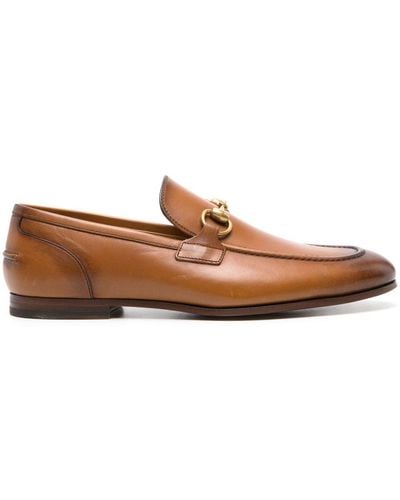 Gucci Jordaan Leather Loafers - Brown