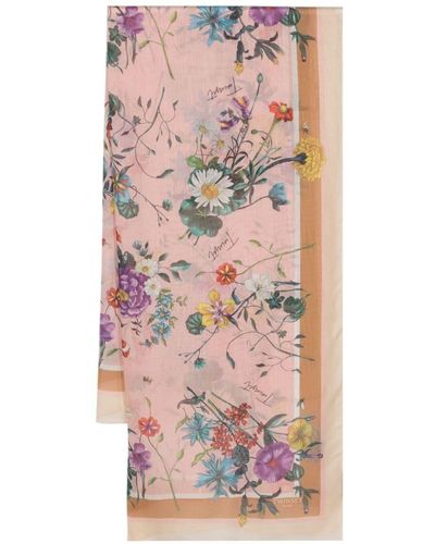 Twin Set Semi-transparenter Schal mit Blumen-Print - Pink