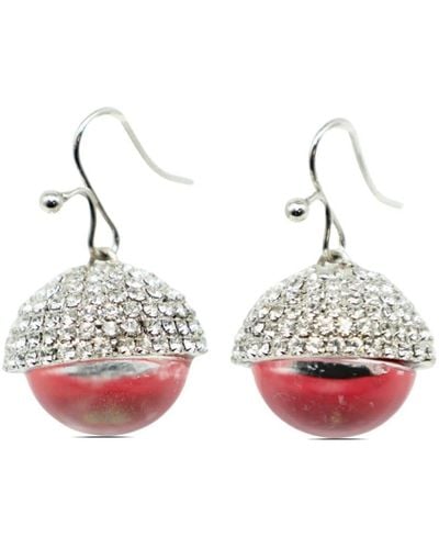 Marni Red Eye Crystal-embellished Drop Earrings - White