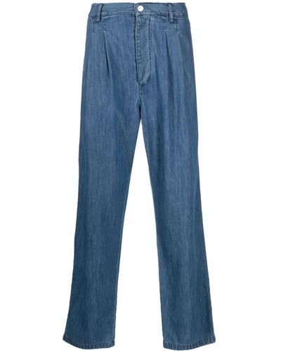 Isabel Marant Pleat-detail Wide-leg Cotton Jeans - Blue