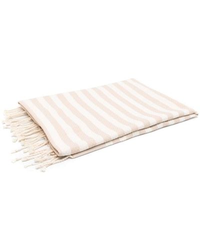 Mc2 Saint Barth Fringed striped beach towel - Neutre