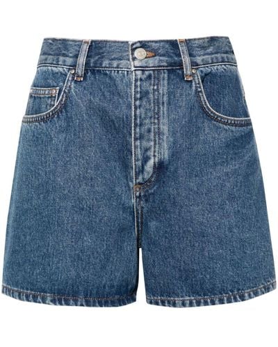 Claudie Pierlot Jeans-Shorts mit hohem Bund - Blau