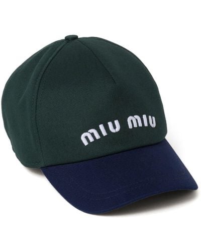 Miu Miu Baseballkappe mit Logo-Stickerei - Grün