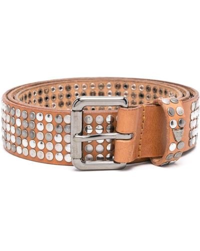 HTC Studded Leather Belt - Brown