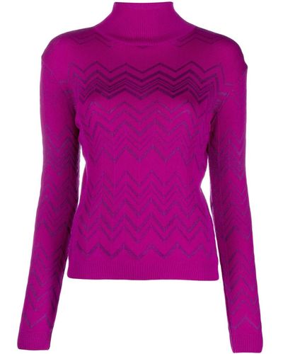 Missoni Zigzag Crochet-knit Jumper - Purple