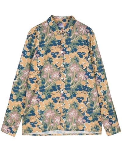 PS by Paul Smith Floral-print Lyocell-cotton Shirt - Brown