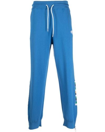 Missoni Pantalon de jogging en coton à lien de resserrage - Bleu