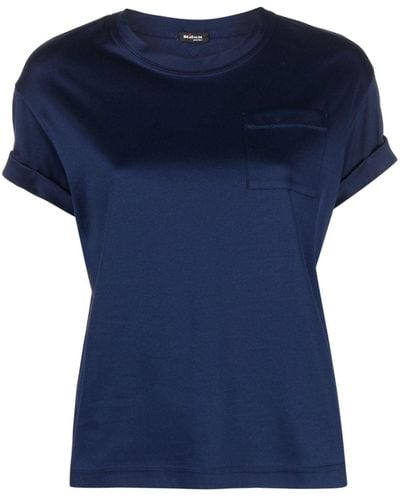 Kiton T-shirt en coton à poche plaquée - Bleu