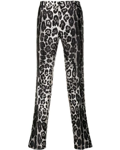 Dolce & Gabbana Leopard-print Straight-leg Pants - Black