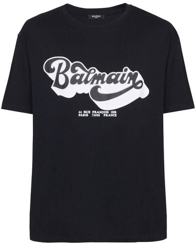 Balmain T -Shirt mit ' 70er' Retro -Druck - Negro