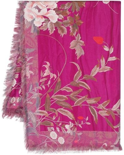 Pierre Louis Mascia Aloe Seidenschal mit Blumen-Print - Pink