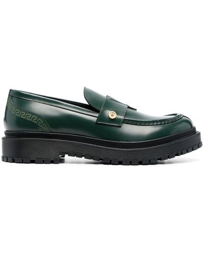 Versace Medusa-plaque Leather Loafers - Green
