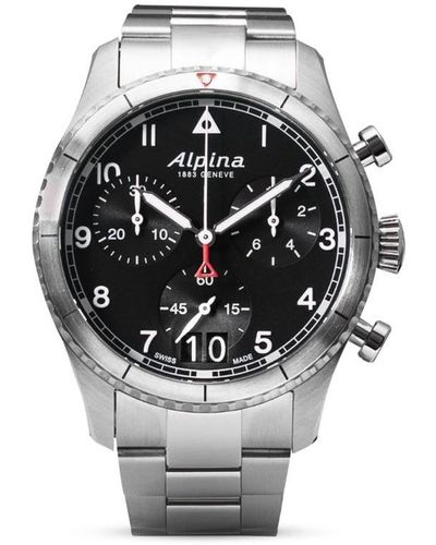 Alpina Startimer Pilot Quartz Chronograph Big Date 41mm Horloge - Zwart