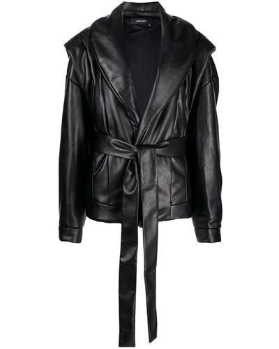 ANOUKI Faux-leather Padded Jacket - Black