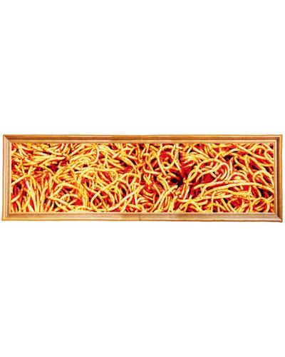 Seletti Tapis rectangulaire à imprimé spaghetti - Orange