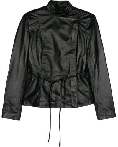 Ludovic de Saint Sernin Belted Zipped Leather Jacket - Black