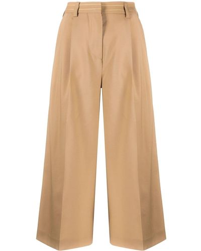 Marni Tailored Virgin Wool Cropped Pants - Natural